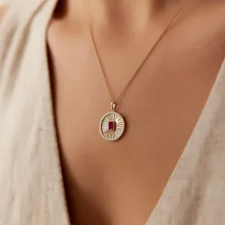 14K Ruby and Diamond Medallion Necklace