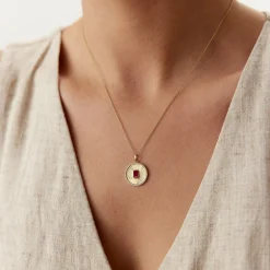 14K Ruby and Diamond Medallion Necklace
