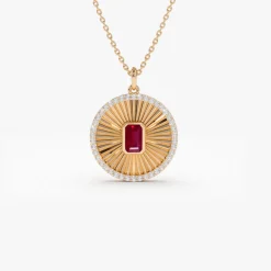 14K Ruby and Diamond Medallion Necklace