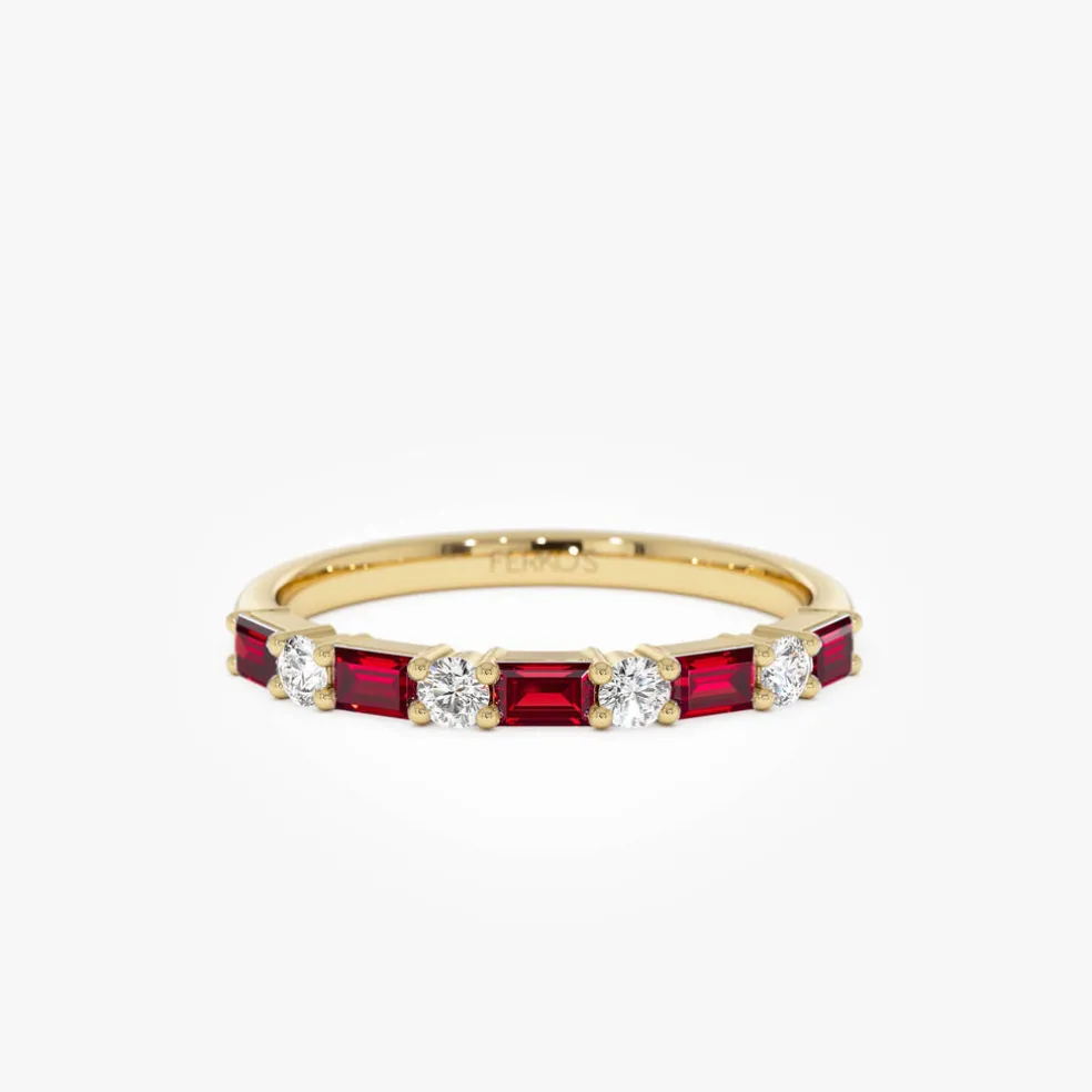 14k Ruby and Diamond Prong Setting Ring