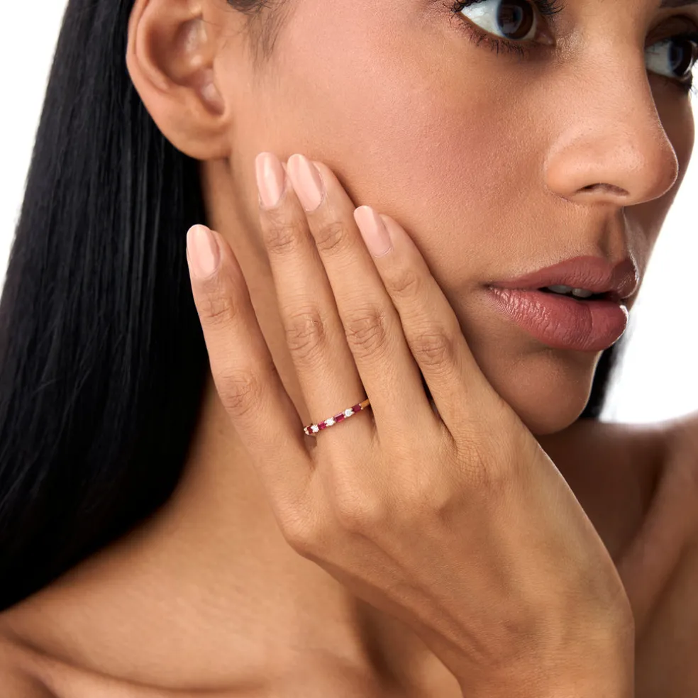 14k Ruby and Diamond Prong Setting Ring