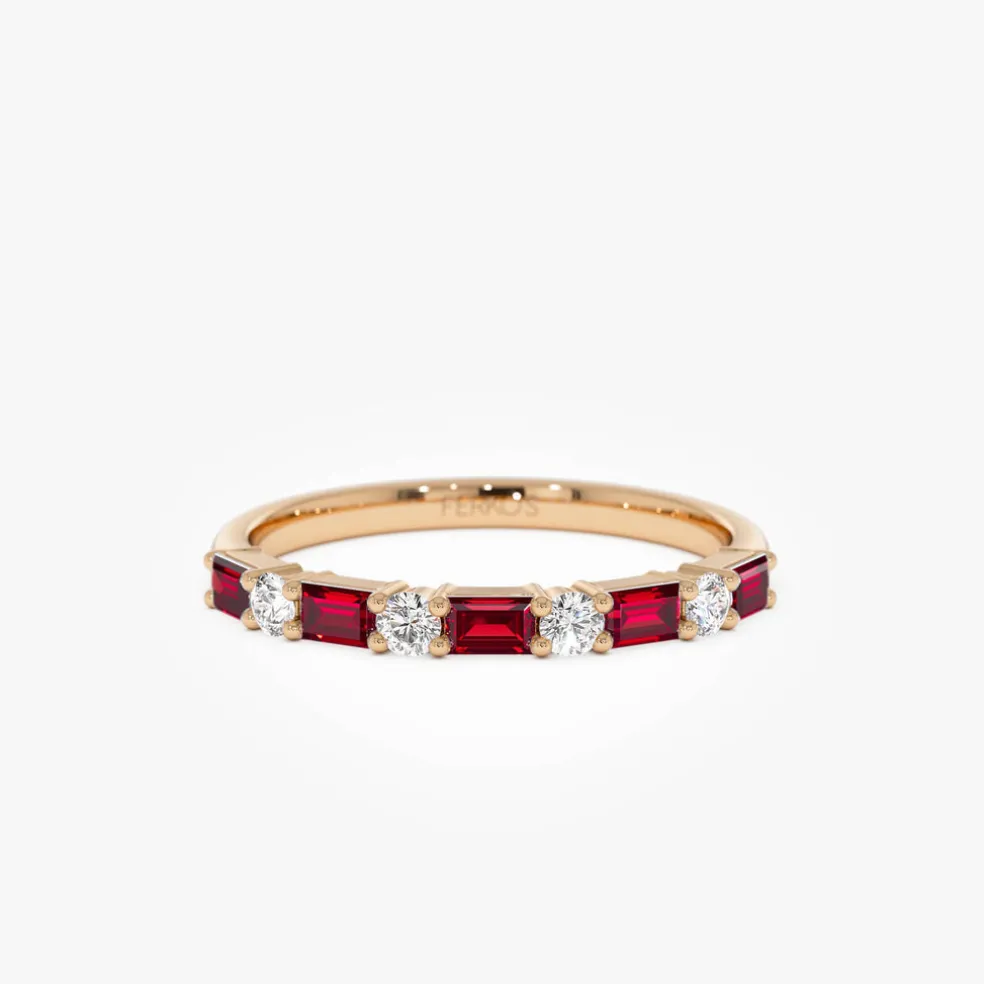 14k Ruby and Diamond Prong Setting Ring