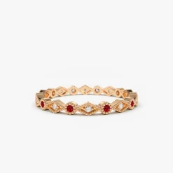 14k Ruby Art Deco Wedding Band