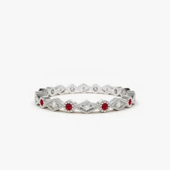14k Ruby Art Deco Wedding Band