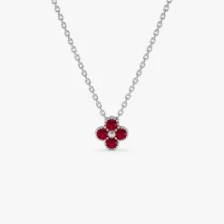 14k Ruby Clover Beaded Necklace
