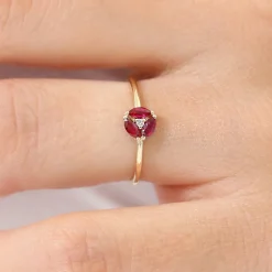 14k Ruby Cluster Diamond Ring