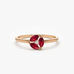 14k Ruby Cluster Diamond Ring