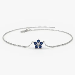 14k Sapphire and Diamond Flower Charm Bracelet