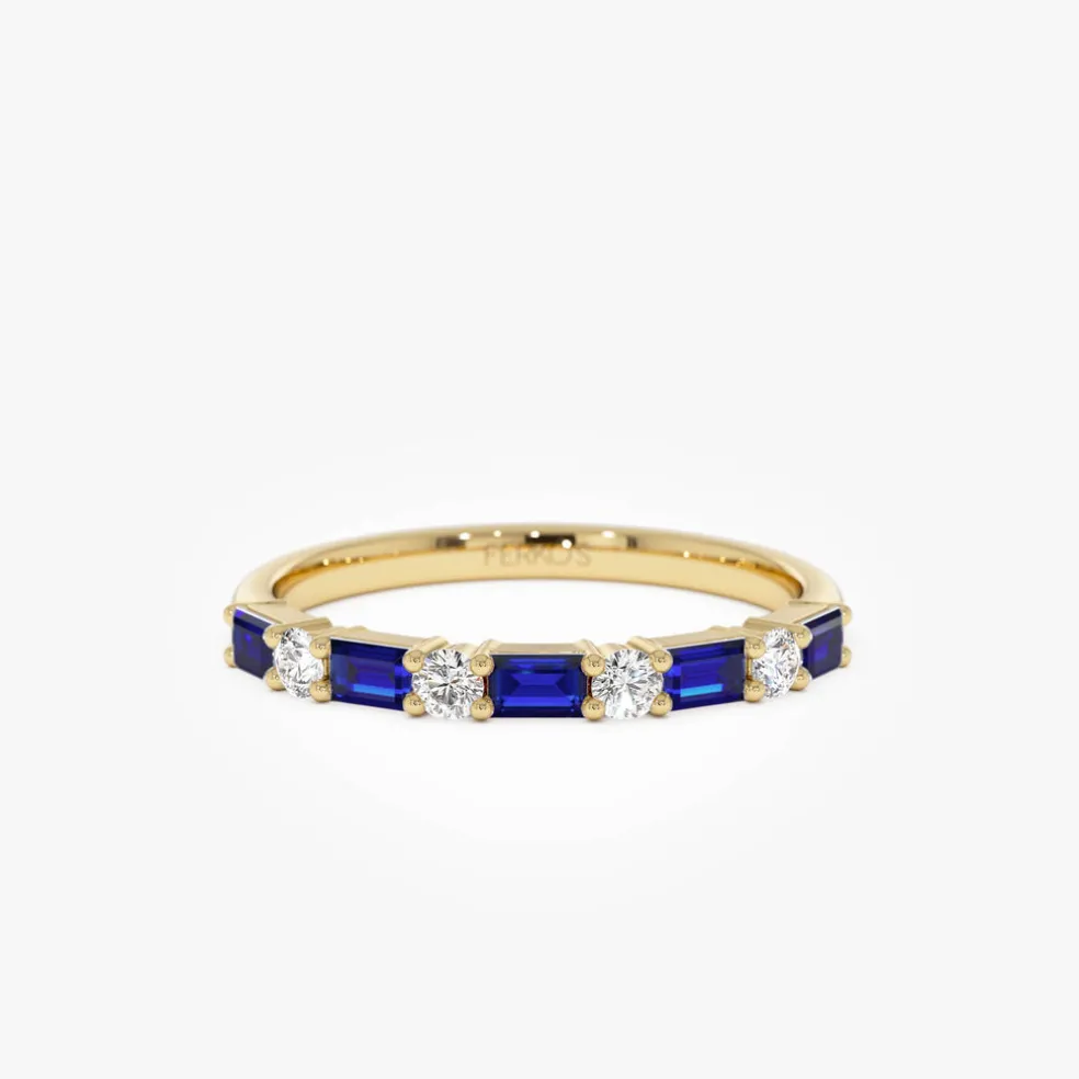 14k Sapphire and Diamond Prong Setting Ring