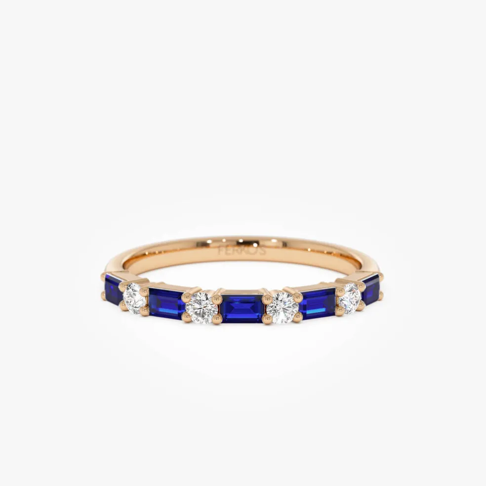 14k Sapphire and Diamond Prong Setting Ring