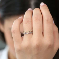 14k Sapphire Art Deco Wedding Band