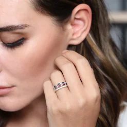 14k Sapphire Baguette and Diamond Ring