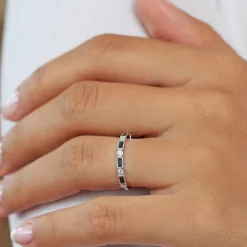 14k Sapphire Baguette and Diamond Ring