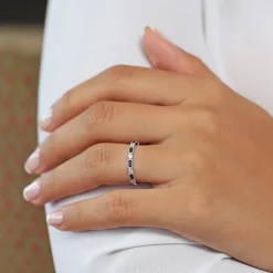 14k Sapphire Baguette and Diamond Ring