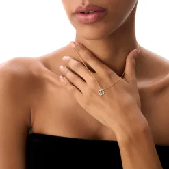 14k Sapphire Clover Necklace in Halo Setting