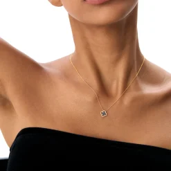 14k Sapphire Clover Necklace in Halo Setting