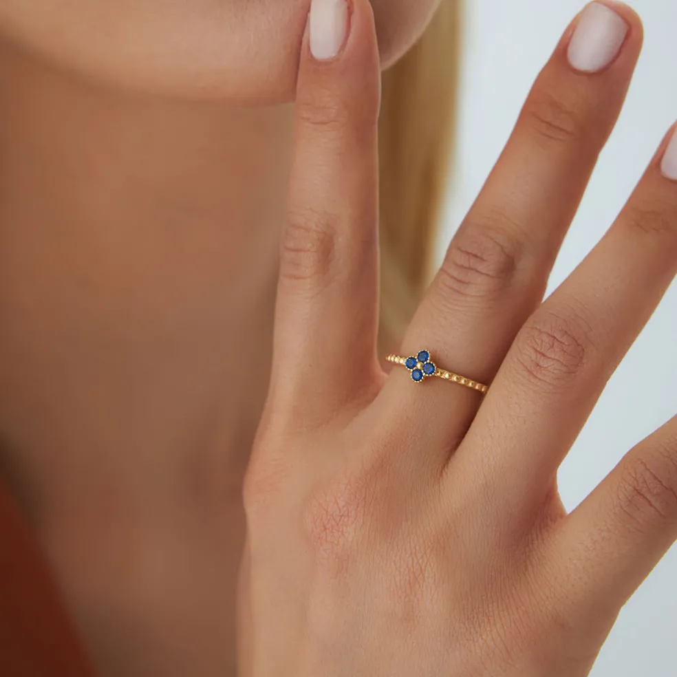 14k Sapphire Clover Ring