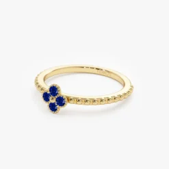 14k Sapphire Clover Ring