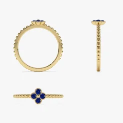 14k Sapphire Clover Ring