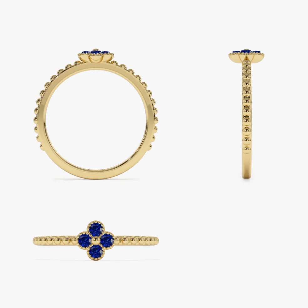 14k Sapphire Clover Ring