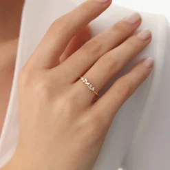 14K Scattered Baguette and Round Diamond Ring