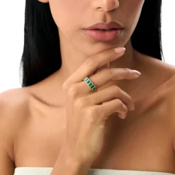 14K Seven Stone Bezel Setting Emerald RIng