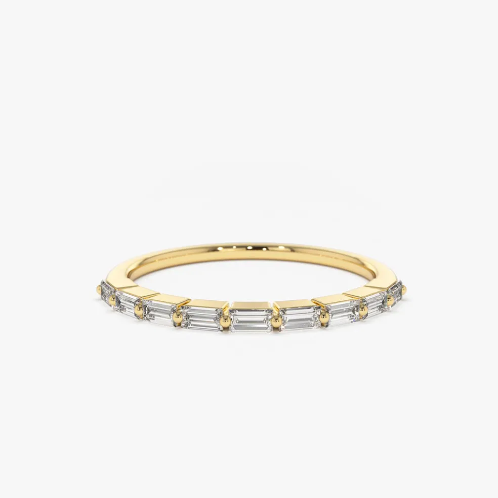 14K Shared Prong Half Eternity Baguette Diamond Ring