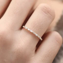 14K Shared Prong Half Eternity Baguette Diamond Ring