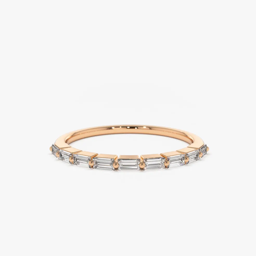 14K Shared Prong Half Eternity Baguette Diamond Ring