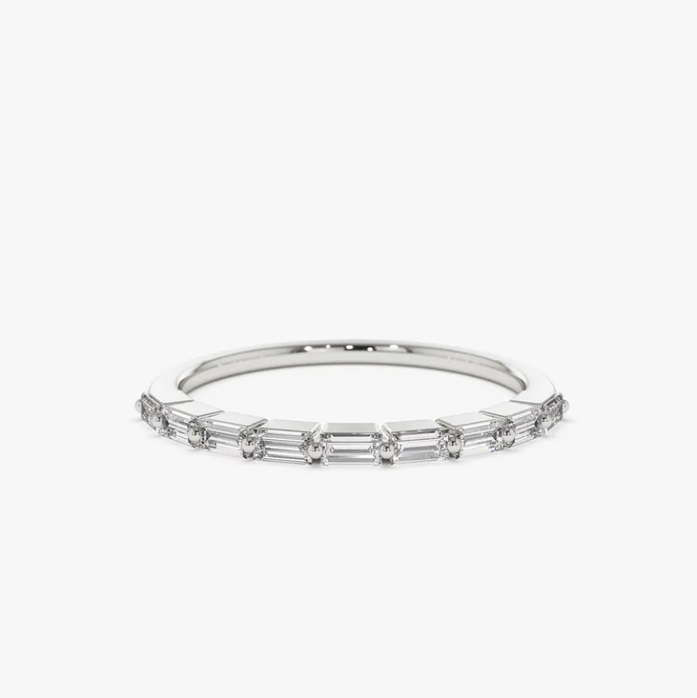 14K Shared Prong Half Eternity Baguette Diamond Ring