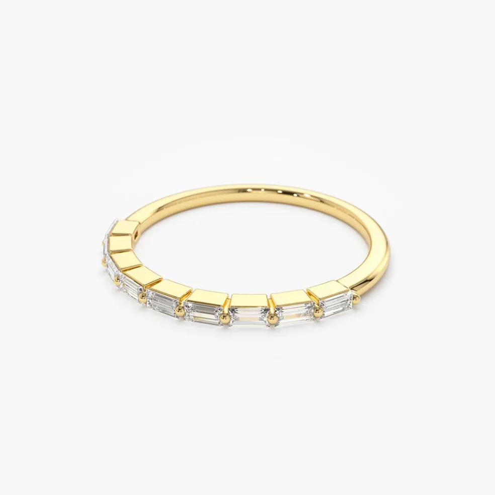 14K Shared Prong Half Eternity Baguette Diamond Ring