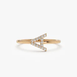 14k Sideways Diamond Letter Personalized Ring