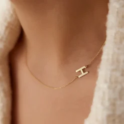 14k Sideways Initial Necklace