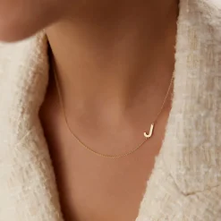 14k Sideways Initial Necklace
