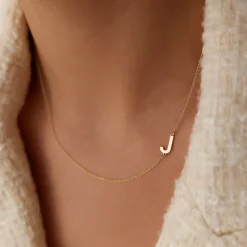 14k Sideways Initial Necklace