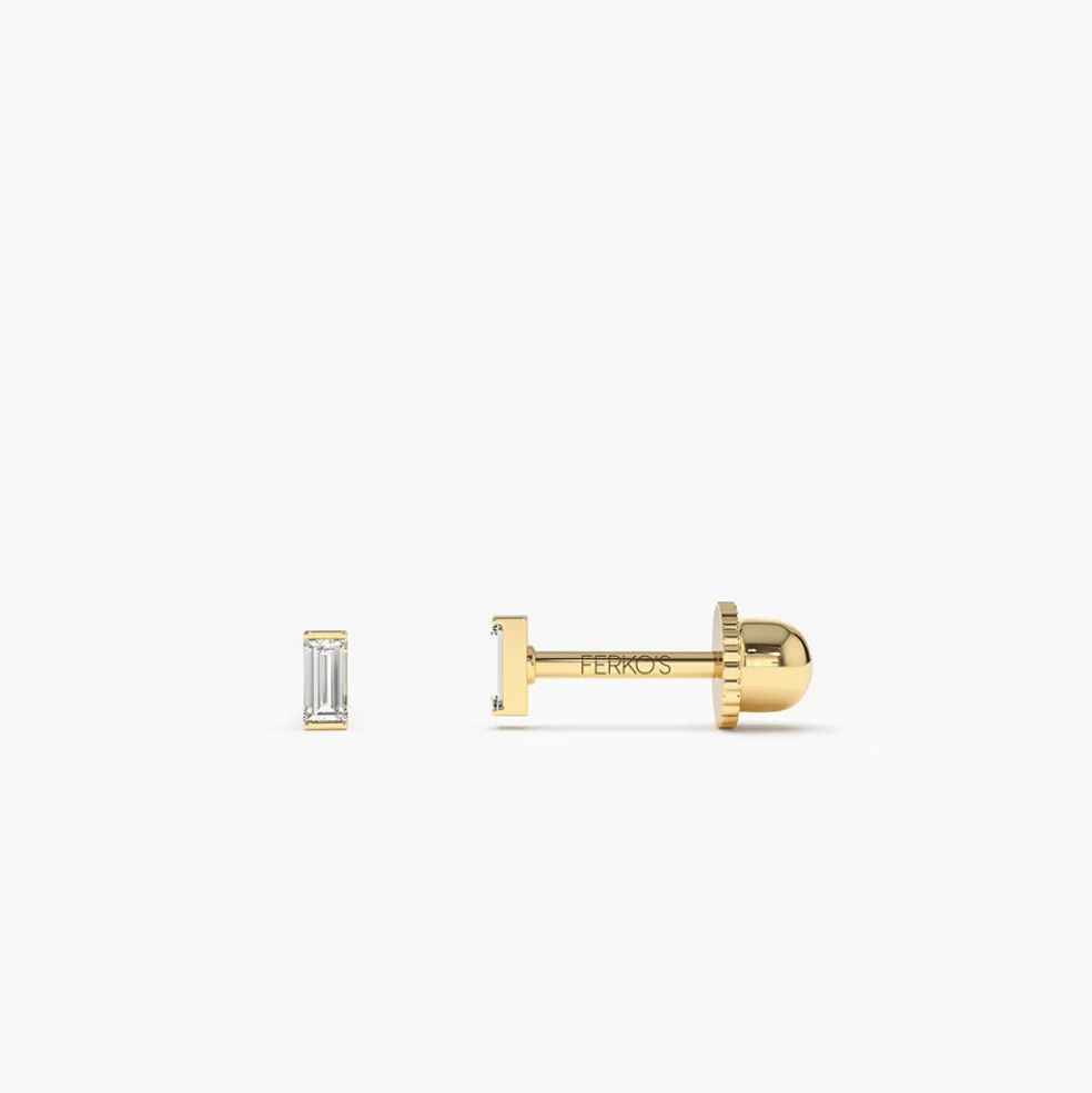 14K Single Baguette Helix Piercing