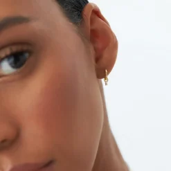14k Single Baguette Hoop Charm