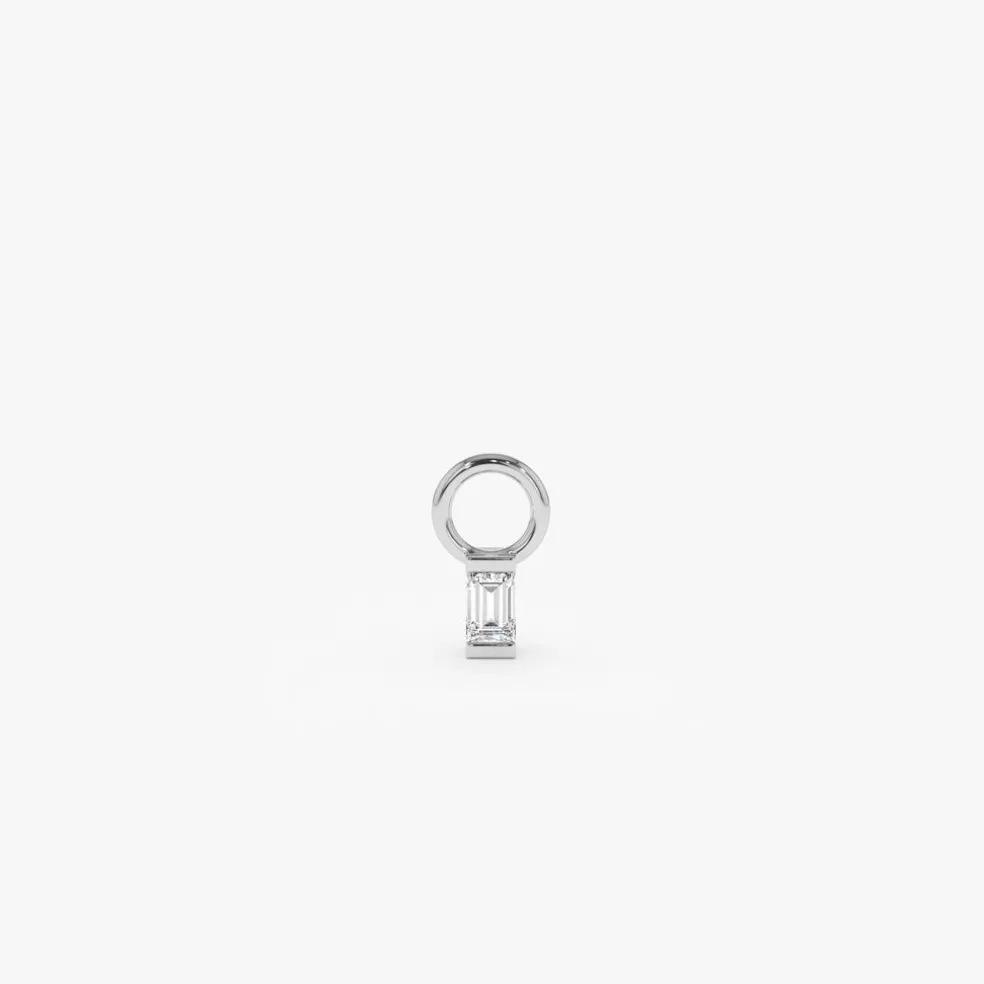 14k Single Baguette Hoop Charm