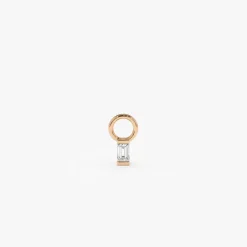 14k Single Baguette Hoop Charm