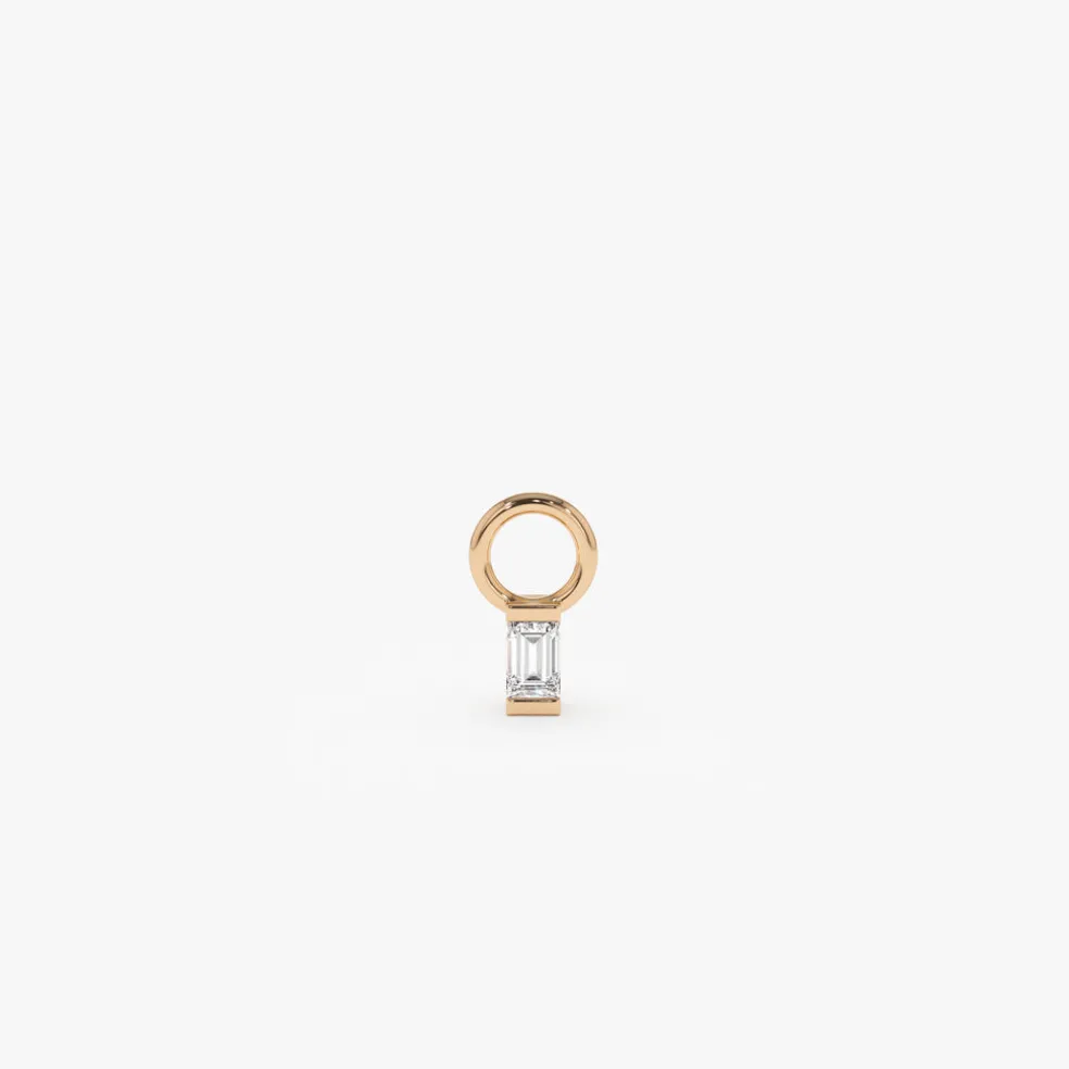 14k Single Baguette Hoop Charm