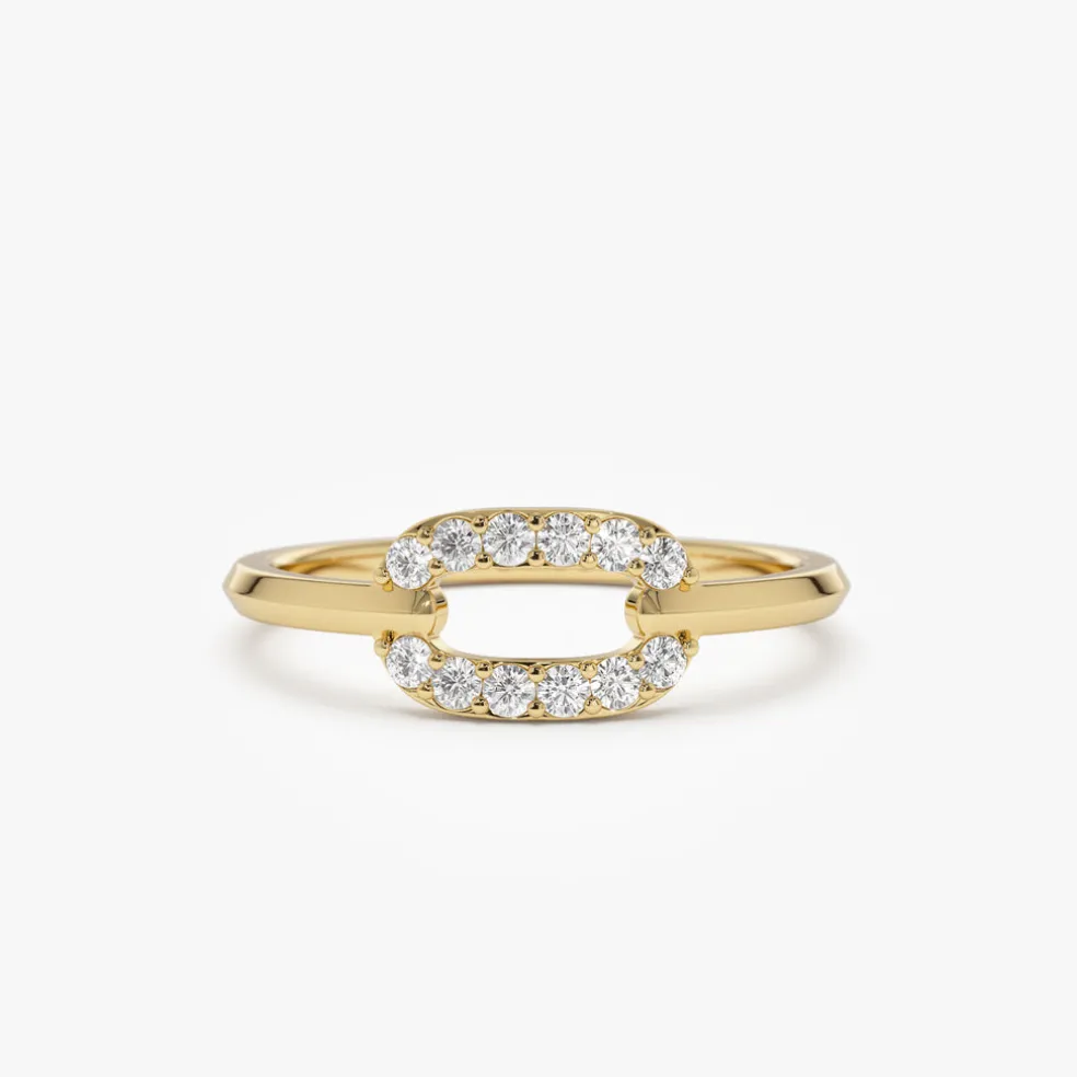 14k Single Link Diamond Ring