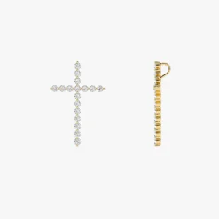14k Single Shared Prong Diamond Cross