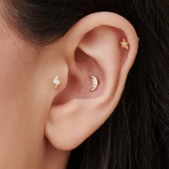 14k Six Dot Diamond Helix Piercing