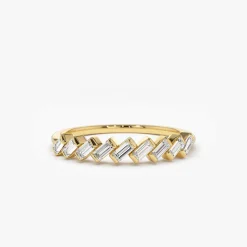 14K Slanted Channel Set Baguette Diamond Ring