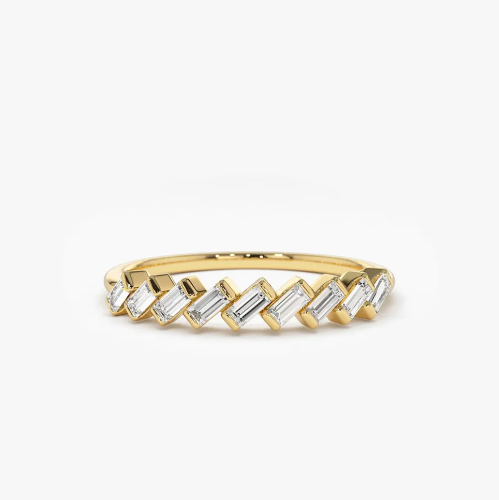 14K Slanted Channel Set Baguette Diamond Ring