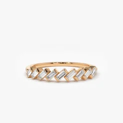 14K Slanted Channel Set Baguette Diamond Ring
