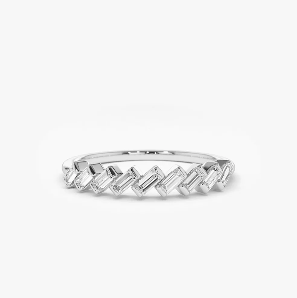 14K Slanted Channel Set Baguette Diamond Ring