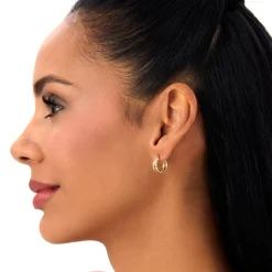 14k Small Two Row Hoop Earrings