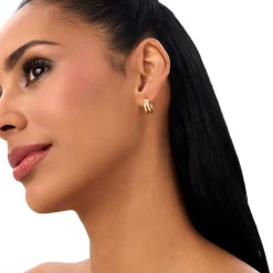 14k Small Two Row Hoop Earrings