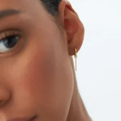 14k Solid Bar Hoop Charm